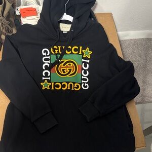 Gucci Black Hoodie with Multicolor Logo